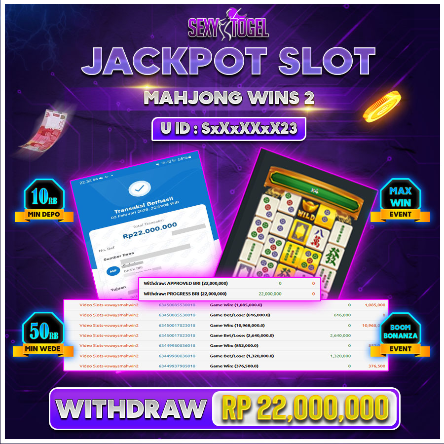 SECYTOGEL JACKPOT SLOT MAHJONG WINS 2 Rp.22.000.000.,-LUNAS